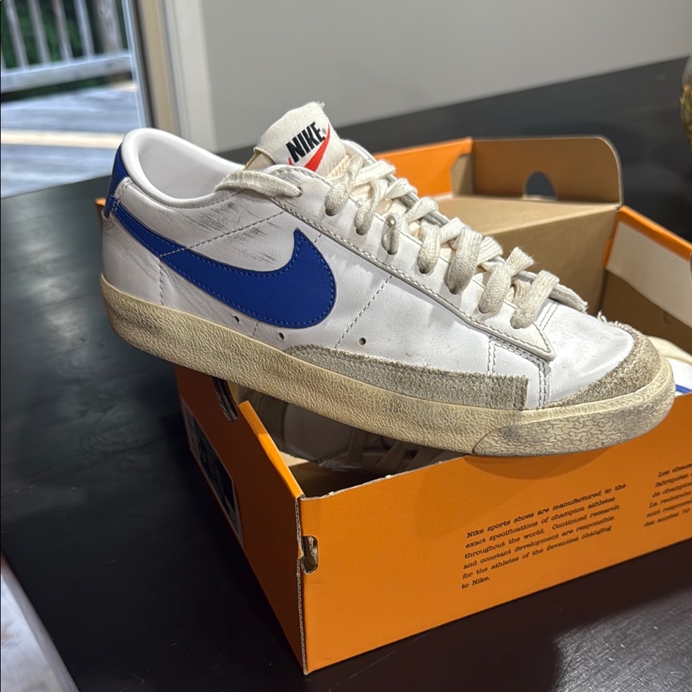 Nike Blazers Low 77 Vintage White and Blue Sneakers